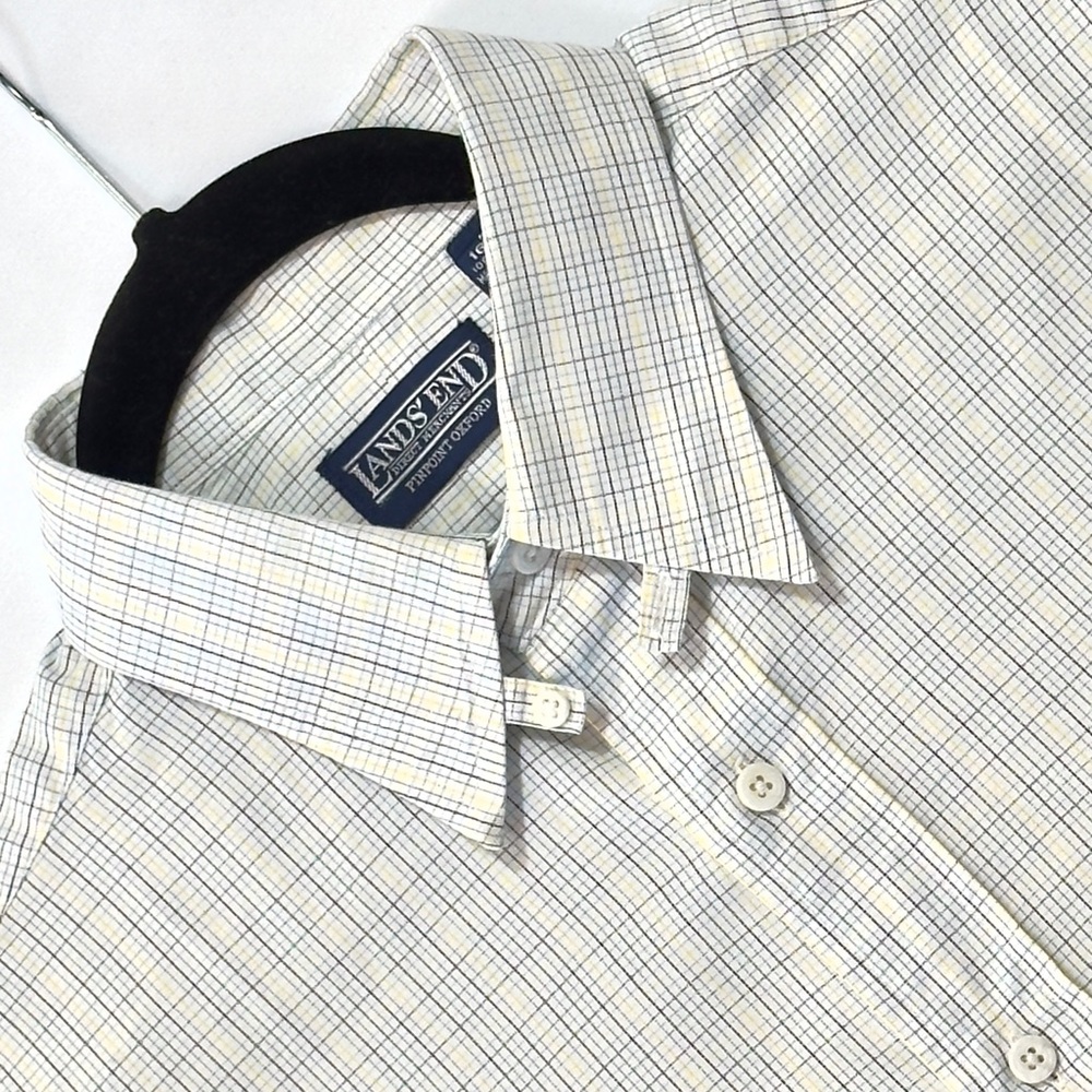 Lands End Men's Pinpoint Oxford Dress Shirt Tailored Fit 16 1/2‎ - 33 Excellent